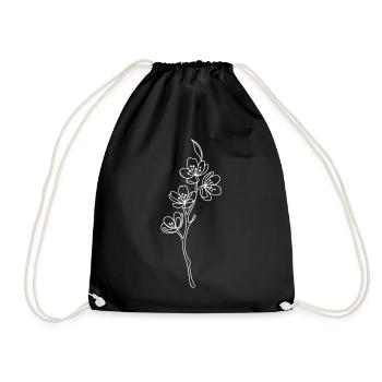 Floral line bloom - Drawstring Bag - black - Front