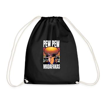 Pew Pew Idée cadeau drôle de chat drôle de chat - Sac de sport léger - noir - Devant