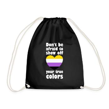 True Colors Non Binary Gay Pride LGBT - Drawstring Bag - black - Front