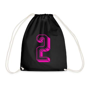 Zahl zwei - Nummer 2 pink Mädchen Trikotnummer - Turnbeutel - Schwarz - Vorne