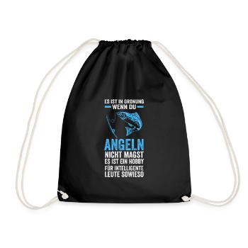 Angeln Fische Fischer Geschenk - Turnbeutel - Schwarz - Vorne