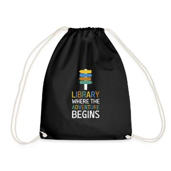 Adventure Begins At Your Library - Drawstring Bag - black - Front