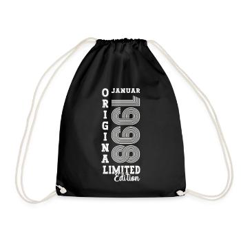 Jahrgang 1998 Januar 25. Geburtstag Geschenk Mann - Turnbeutel - Schwarz - Vorne
