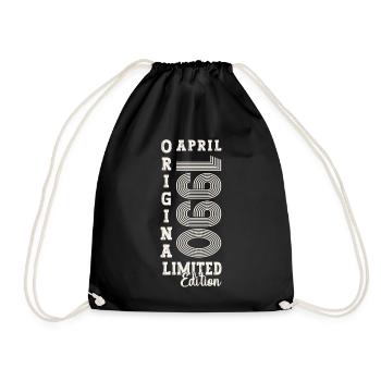33rd birthday man April Born 1990 Original - Drawstring Bag - black - Front