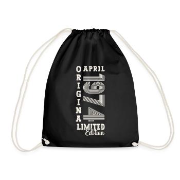 49th birthday man April Born 1974 Original - Drawstring Bag - black - Front