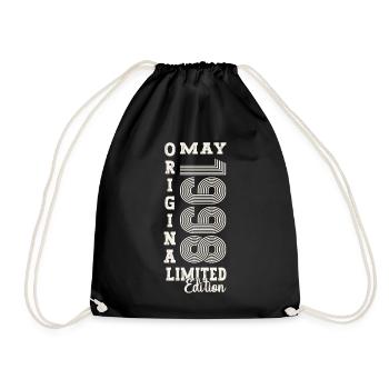 25th Birthday Man Original May Vintage 1998 - Drawstring Bag - black - Front