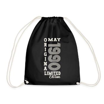 33rd Birthday Man Original May Vintage 1990 - Drawstring Bag - black - Front