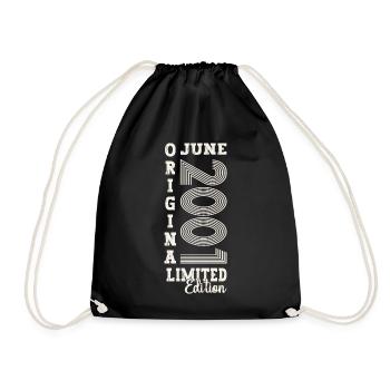 22nd Birthday Man June Vintage 2001 Original - Drawstring Bag - black - Front