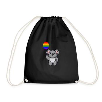Regenbogen Ballon Koala Australien Tier LGBT - Turnbeutel - Schwarz - Vorne