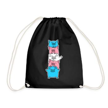 Trans Flagge Schwein Design für Trans Menschen - Turnbeutel - Schwarz - Vorne