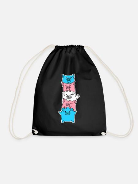 Trans Flagge Schwein Design für Trans Menschen - Turnbeutel - Schwarz