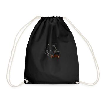 A cat drawing- The cuteLogo - Drawstring Bag - black - Front
