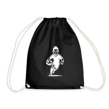 Dynamic soccer player with ball - Drawstring Bag - black - Front