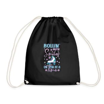 Rollerskater Party Rollin With Smiles Gift - Turnbeutel - Schwarz - Vorne