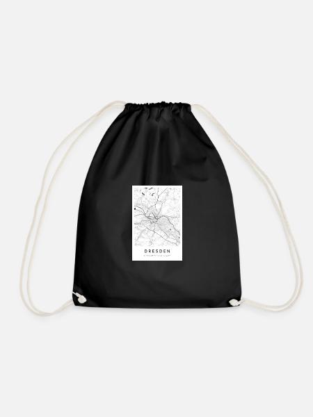 Dresden Karte Stadtplan Straßenplan Elbe - Turnbeutel - Schwarz