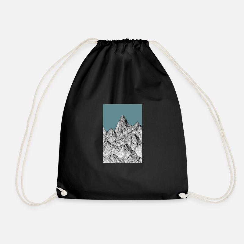 Mountains as a sketch in blue - Drawstring Bag - black