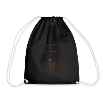 I turn coffee into code Programmierer Entwickler - Turnbeutel - Schwarz - Vorne