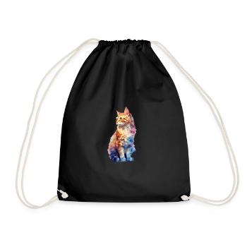 Pastell Katze - Turnbeutel - Schwarz - Vorne
