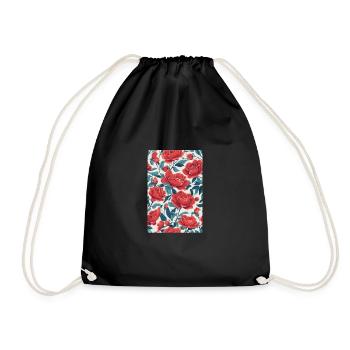 Red Roses - Drawstring Bag - black - Front