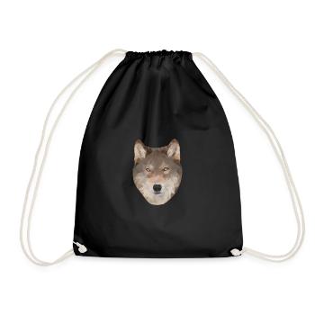 Polygon Wolf Design - Turnbeutel - Schwarz - Vorne