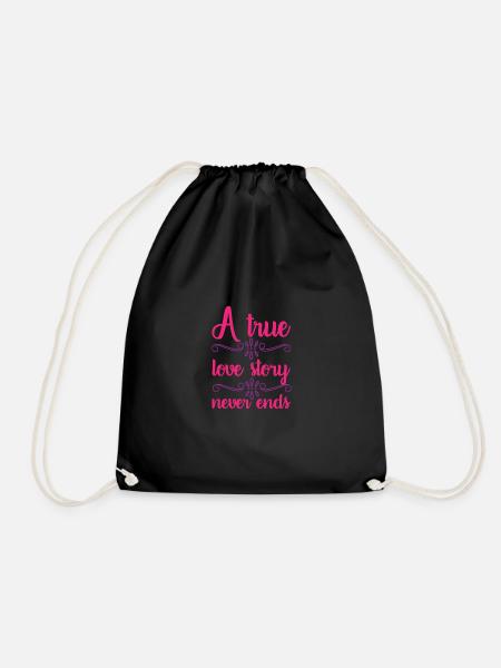 A true love story .... Valentine's Day gift - Drawstring Bag - black