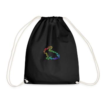 Bunny colorful dots - Drawstring Bag - black - Front