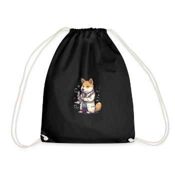 japanisch Hund Shiba Inu Wissenschaftler Arzt - Turnbeutel - Schwarz - Vorne