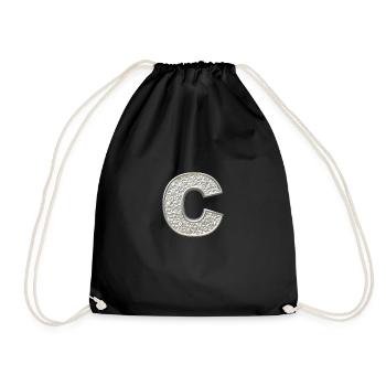 C, letter, letter C, initial, initial C, monogram, - Turnbeutel - Schwarz - Vorne
