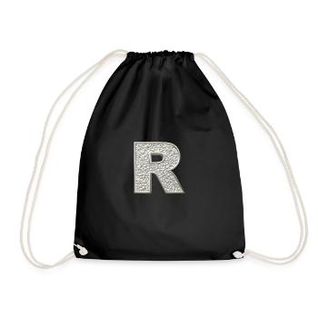 R, letter, letter R, initial, initial R, monogram, - Turnbeutel - Schwarz - Vorne