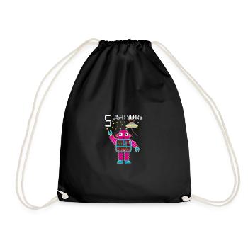 Robot congratulates 5 light years old five years - Drawstring Bag - black - Front