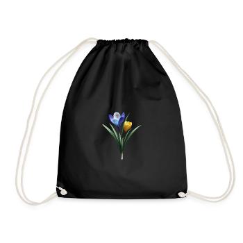 blue yellow crocus blossom spring flower floral - Drawstring Bag - black - Front