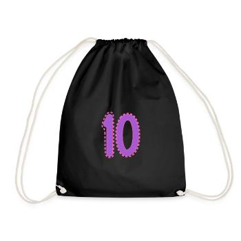 10. 10 YEARS. 10th ANNIVERSARY. 10 YEAR ANNIVERSARY. - Drawstring Bag - black - Front