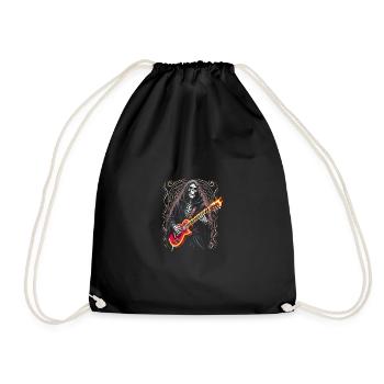 Grim Reaper with Electric Guitar Rock Heavy Metal - Drawstring Bag - black - Front