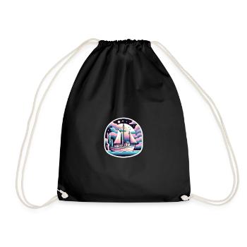 Pastel Paradise Boat - Drawstring Bag - black - Front