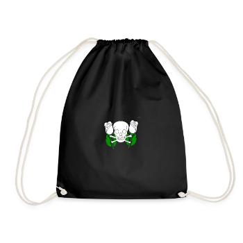 Skull between white roses - Drawstring Bag - black - Front