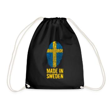 Made In Sweden / Schweden / Sverige - Turnbeutel - Schwarz - Vorne