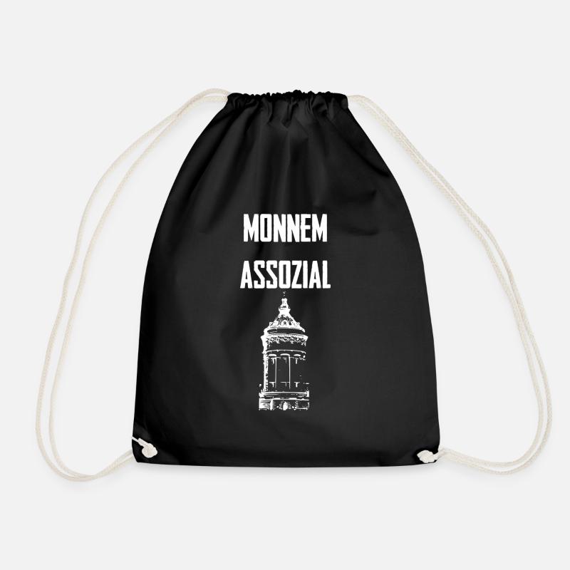 Monnem Assozial Wasserturm - Turnbeutel - Schwarz
