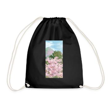 Cooler Unisex Hoddy mit Comic Landschaft - Turnbeutel - Schwarz - Vorne