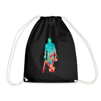 Cricket-Spieler in Popart - Turnbeutel - Schwarz - Vorne