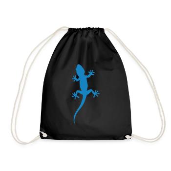 Gecko 01 - Drawstring Bag - black - Front