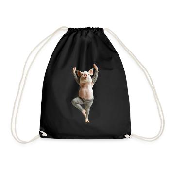 Schwein - Turnbeutel - Schwarz - Vorne