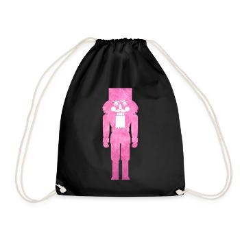 Nutcracker Plush Fluffy Christmas Pink Cool - Drawstring Bag - black - Front