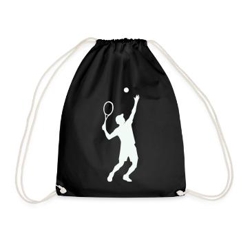 Tennis Silhouette im Sprung - Turnbeutel - Schwarz - Vorne