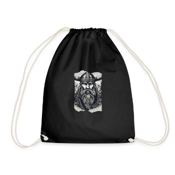 Norseman Legend Viking Horned Helmet Beard Grey - Drawstring Bag - black - Front