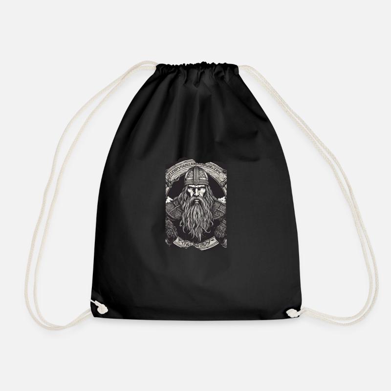 Norseman Glory Viking Beard Helmet Warrior Grey - Drawstring Bag - black