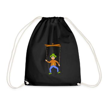 kinder marionette spielen - Turnbeutel - Schwarz - Vorne