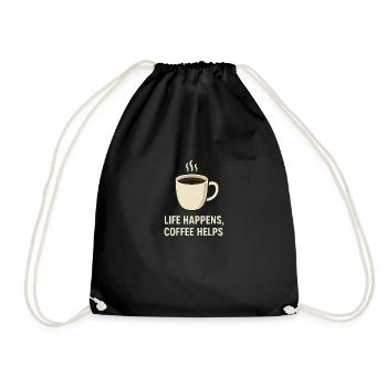 Kaffe Rettet auch dein Leben - Turnbeutel - Schwarz - Vorne