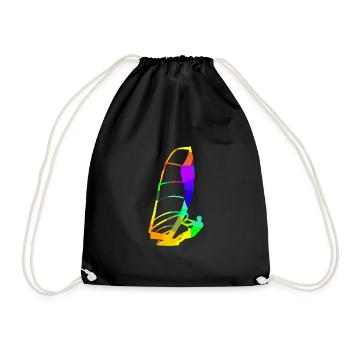 Wind Surfen Regenbogenfarben Sport - Turnbeutel - Schwarz - Vorne