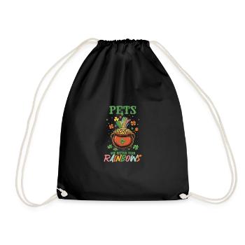 St Patricks Day Pets Better Than Rainbows - Drawstring Bag - black - Front
