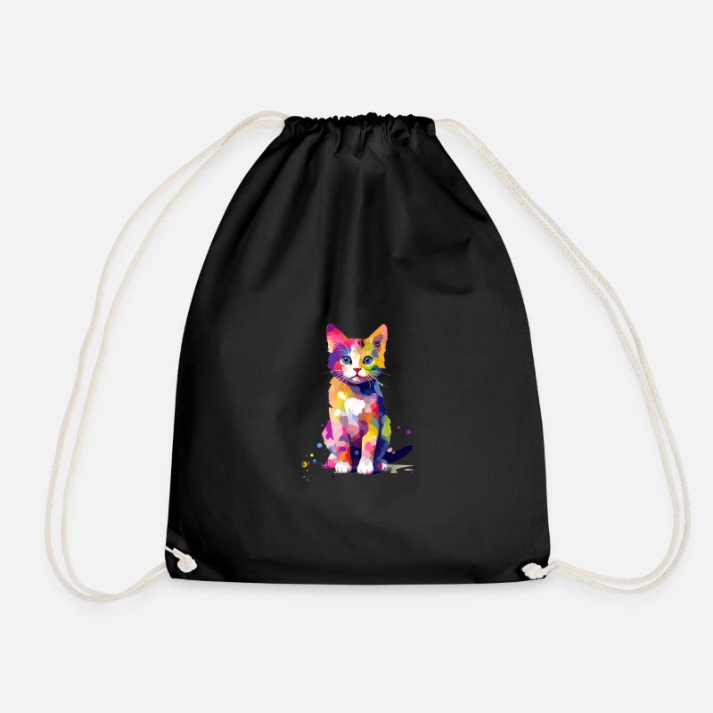 Farbklecks Katze - Turnbeutel - Schwarz